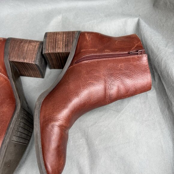 Enzo Angiolini Size 9.5 Ankle Boots Konak Shoes Leather Brown Red Jizelle - Picture 4 of 12